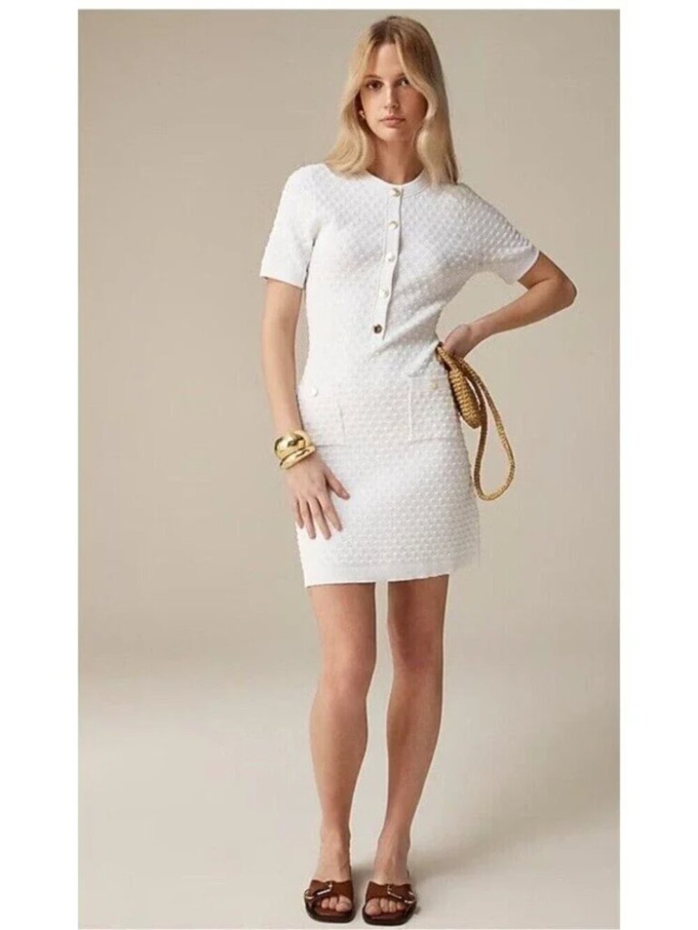 J.Crew Textured lady sweater dress-CA676-white-NWT